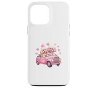 Cute Cockapoo Doodle Dogs in Pink Car Heart Valentines Day Custodia per iPhone 13 Pro Max