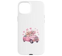 Cute Cockapoo Doodle Dogs in Pink Car Heart Valentines Day Custodia per iPhone 15 Plus