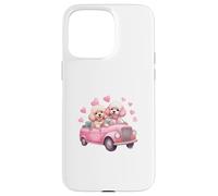 Cute Cockapoo Doodle Dogs in Pink Car Heart Valentines Day Custodia per iPhone 15 Pro Max