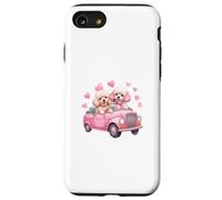 Cute Cockapoo Doodle Dogs in Pink Car Heart Valentines Day Custodia per iPhone SE (2020) / 7/8