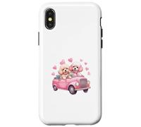 Cute Cockapoo Doodle Dogs in Pink Car Heart Valentines Day Custodia per iPhone X/XS