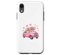 Cute Cockapoo Doodle Dogs in Pink Car Heart Valentines Day Custodia per iPhone XR