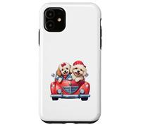Cute Cockapoo Doodle Dogs in Red Car Heart Valentines Day Custodia per iPhone 11