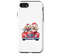 Cute Cockapoo Doodle Dogs in Red Car Heart Valentines Day Custodia per iPhone SE (2020) / 7/8