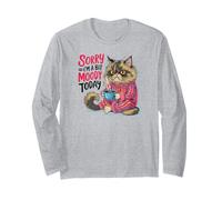 Cute Coffee Latte Art Gift for Mom Cafe Energy Cat Lover Maglia a Manica