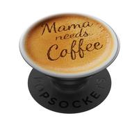 Cute Coffee Latte Art Gift for Mom Cafe Energy on Black PopSockets PopGrip Adesivo