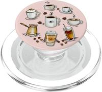 Cute Coffee Latte Art Gift for Mom Cafe Pink PopSockets PopGrip per MagSafe