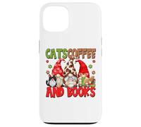 Cute Coffee Lover Cat Mom And Dad Cats Coffee And Books Custodia per iPhone 13