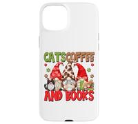 Cute Coffee Lover Cat Mom And Dad Cats Coffee And Books Custodia per iPhone 15 Plus