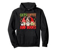 Cute Coffee Lover Cat Mom And Dad Cats Coffee And Books Felpa con Cappuccio