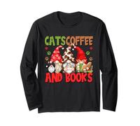 Cute Coffee Lover Cat Mom And Dad Cats Coffee And Books Maglia a Manica