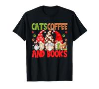 Cute Coffee Lover Cat Mom And Dad Cats Coffee And Books Maglietta