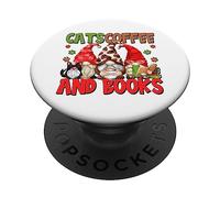 Cute Coffee Lover Cat Mom And Dad Cats Coffee And Books PopSockets PopGrip Adesivo