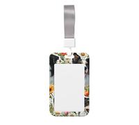 Cute-Collie-Dogs-Floral Abs - Porta badge verticale con pellicola trasparente