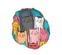 Cute Colorful Cool Cats Cuffia da a da donna Impermeabile riutilizzabile Fodera in PEVA Doppia protezioneOrlo elastico per tutti i capelli lunghi Cappello da bagno