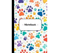 Cute Colorful Paw Print Notebook: Notebook, Composition, Journal, Fun Colorful and cute little paw prints, Ruler lined pages, 6" x 9" size, Gift idea for cat or dog lovers