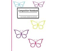 Cute Composition notebook with Pastel Color Butterfly, 120 Pages WIDE ruled, 6x9: Encouraging Bible Verse