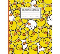 Cute Composition Notebook: Yellow College Ruled Rubber Ducks Aesthetic School Notebook blank lined journal, Back to School Supplies for Kids, Girls and Students