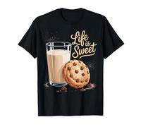 Cute Cookie Milk Sweet Snack Lovers National Cookie Day Maglietta