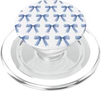 Cute Coquette Blue Bow Aesthetic Pattern Girly Decor PopSockets PopGrip per MagSafe