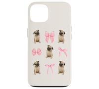 Cute Coquette Pug Pink Bows for Dog Lovers & Pug Owners Custodia per iPhone 13