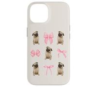 Cute Coquette Pug Pink Bows for Dog Lovers & Pug Owners Custodia per iPhone 14