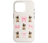 Cute Coquette Pug Pink Bows for Dog Lovers & Pug Owners Custodia per iPhone 16 Pro