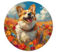 Cute Corgi 1000 Pieces Round Puzzle Jigsaw Ladies Birthday Gift Reative Puzzles Per La Decorazione Delle Pareti
