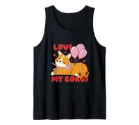 Cute Corgi Dog Lover Design with Balloons And Hearts Canotta