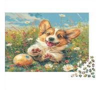 Cute Corgi Puzzle 1000 Pezzi, Puzzle Da 1000 Pezzi Per Adulti,Puzzle in Legno Jigsaw Puzzle Per Adulti E Bambini Stampa Di Alta Qualità 1000pcs (75x50cm)