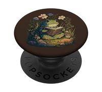Cute Cottagecore Aesthetic Frog Book Reading Lover Librarian PopSockets PopGrip Adesivo