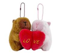 Cute Couples Keychain Set, Heart Matching Magnetic Keychain Capybara Doll Pendant, Cute Accessories Capybara Plushie, Love Keychains For Boyfriend, Plush Capybara Keychain Set For Couple