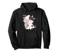 Cute Cow Bubble Tea Kawaii Anime Cows Lover Girls Felpa con Cappuccio