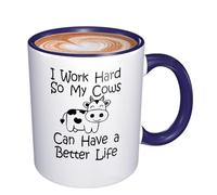 Cute Cow Cows I Work Hard So My Cows Can Have A Better Life Tazza Con Manico Tazze Da Caffè In Porcellana Tazze Per Ufficio Donna Tè 330Ml