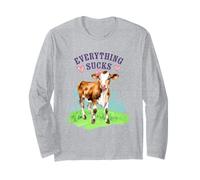 Cute Cow Everything Sucks Pastel Farm Maglia a Manica