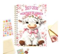 Cute Cow Spiral Notebook - 5 Year Planner 2026-2030 60-Month Writing Book | Monthly Calendar Planner for Study Task Exercise Workout School Home Vacation Party Travel