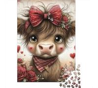 Cute Cow with Bow Jigsaw Puzzle Impossibili 1000Pcs Decorazione Per La Casa. Giochi Rilassamento E Intelligence Per Adulti E Bambini Da 12 Anni 52x38cm/1000pcs