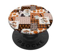 Cute Cowboy Ghost Patchwork Halloween Spooky Western Beige PopSockets PopGrip Adesivo