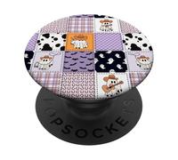 Cute Cowboy Ghost Patchwork Halloween Spooky Western PopSockets PopGrip Adesivo