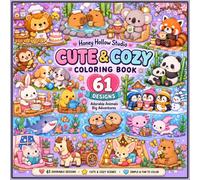 Cute & Cozy Animal Coloring Book: 61 Adorable Animal Designs with Cafés, Picnics, Baking, Gardens, Winter Scenes & More | Single-Sided Pages with Blank Companion Pages