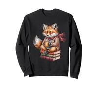 Cute Cozy Fox Lettura Libri Autunno caffè Felpa