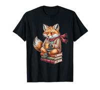 Cute Cozy Fox Lettura Libri Autunno caffè Maglietta