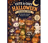 Cute & Cozy Halloween Coloring Book: 40 Bold and Easy Fall Scenes with Adorable Animal, Spooky Hygge Cottages & Autumn Pumpkins for Relaxation and Stress Reliefdults