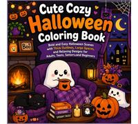 Cute Cozy Halloween Coloring for Beginners: Bold and Easy Cute Spooky Halloween Scenes with Thick Outlines, Large Spaces, and Relaxing Designs for Adults, Teens, Seniors, and Beginners