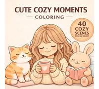 Cute Cozy Moments Coloring: 40 Relaxing and Stress Relief Scenes with Cute Characters, Animals and Cozy Vibes