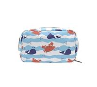 Cute Crab Sea Cartoon Makeup Bag Organizer portatile Borsa cosmetica per custodia da trucco da viaggio, regali, borsa da toilette per uso quotidiano per ragazze e donne