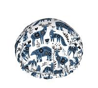Cute Creatures Of Wild Nature Cuffia da a Impermeabile Riutilizzabile Elastica da Bagno per Donna, Cappucci per Ragazze Spa Uso Domestico, Hotel E Parrucchiere