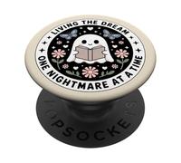 Cute Creepy Ghost Book Reading Librarian Bookish Funny PopSockets PopGrip Adesivo