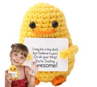 Cute Crocheting Doll - Crochet Positive Duck | Positive Crocheting Duck Doll | Creative Crochet Pôsitive Ducks Dolls with Encouragement Card for Table | Crocheted Dôll Handicraft Dolls Ornaments