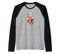Cute Cub Bengal Tiger Design Growling Wild Animal Maglia con Maniche Raglan